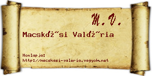 Macskási Valéria névjegykártya